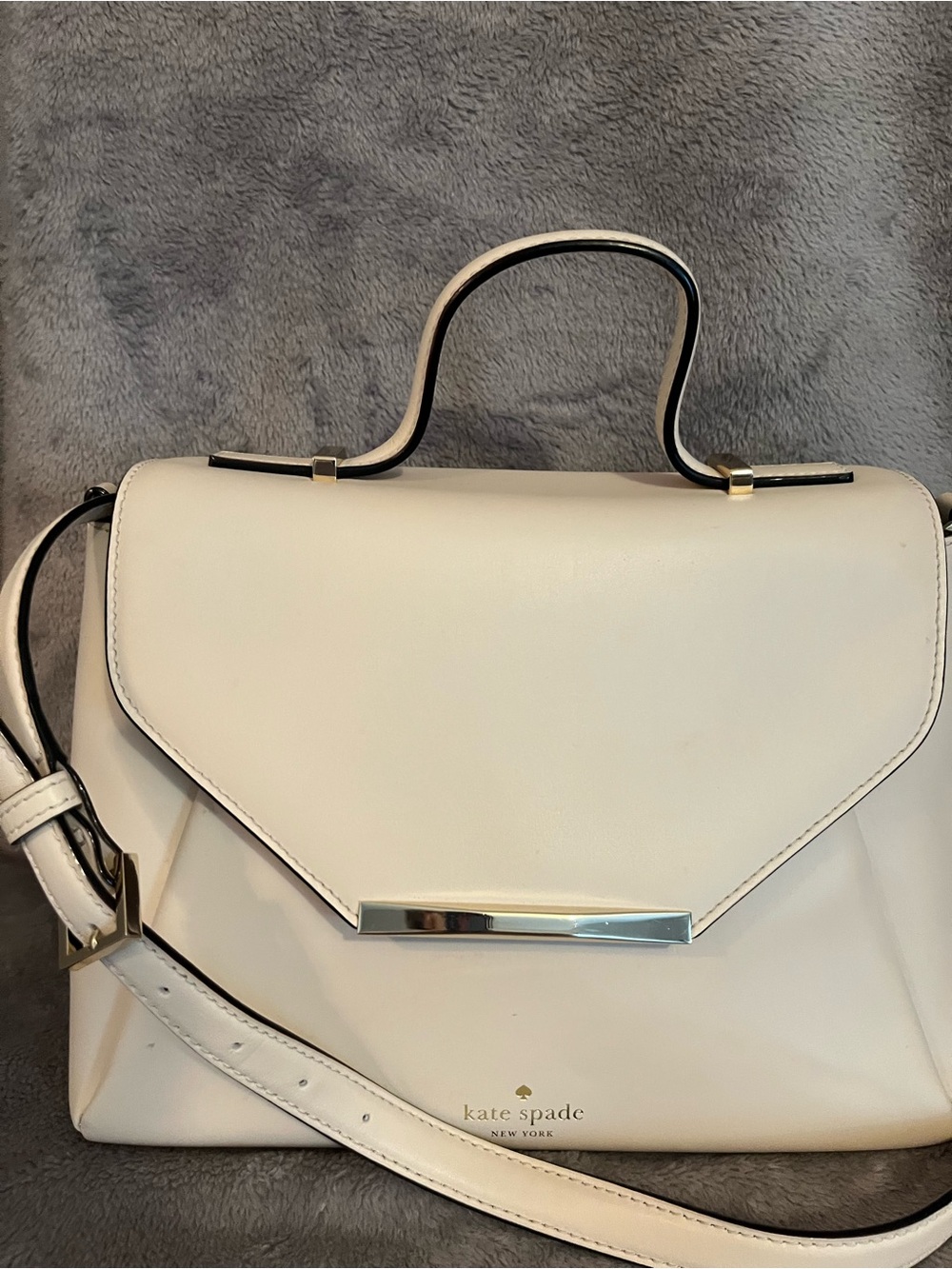 kate spade Cream Structured Top-Handle Satchel - Picture 1 of 4